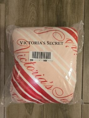 Victoria's Secret Pink and Red Branded Fleece Throw
